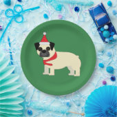 Kerst Pug Papieren Bordje (Feest)