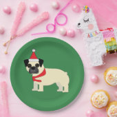 Kerst Pug Papieren Bordje (Feest)