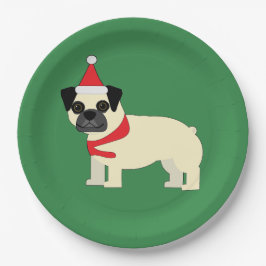 Kerst Pug Papieren Bordje