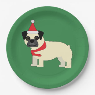 Kerst Pug Papieren Bordje