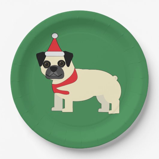 Kerst Pug Papieren Bordje (Voorkant)
