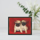 Kerst pug puppies feestdagenkaart (Staand voorkant)