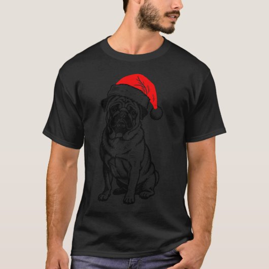 Kerst Pug Silhouet T-shirt (Voorkant)