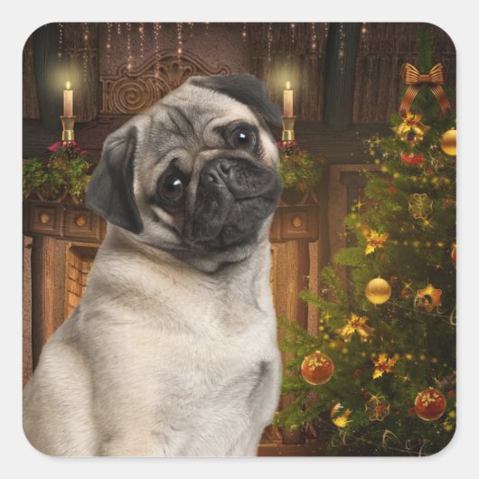 Kerst Pug Stickers (Voorkant)