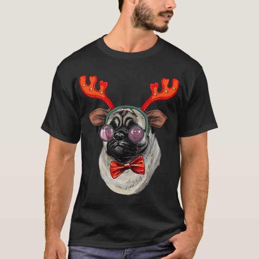 Kerst Pug T-shirt (Voorkant)