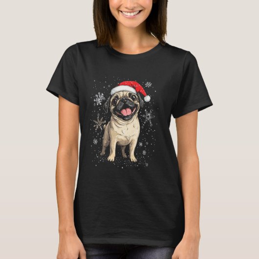 Kerst Pug T-shirt (Voorkant)