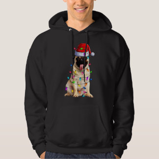 Kerst Pug verlichting Santa Hoed Decoraties Hoodie