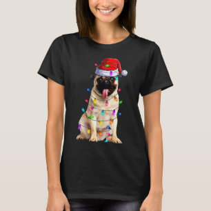 Kerst Pug verlichting Santa Hoed Decoraties T-shirt