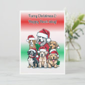 Kerst puppies, afdrukbaar feestdagenkaart (Staand voorkant)