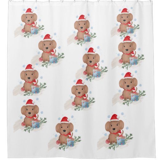 Kerst Puppies Douchegordijn (Voorkant)