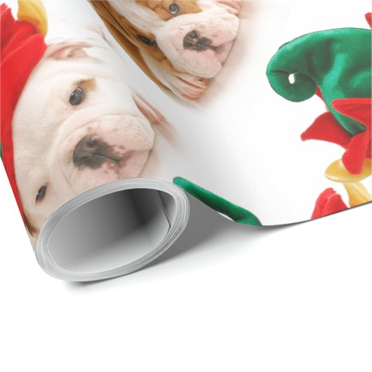 Kerst puppies in elf petten Wrapping Paper Cadeaupapier (Rol Hoek)