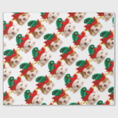 Kerst puppies in elf petten Wrapping Paper Cadeaupapier (Vlak)