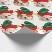 Kerst puppies in elf petten Wrapping Paper Cadeaupapier (Hoek)