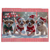 Kerst Puppies in Truien Spelen in Sneeuw Groot Cadeauzakje (Achterkant)