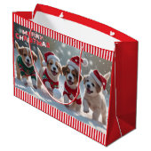 Kerst Puppies in Truien Spelen in Sneeuw Groot Cadeauzakje (Achterkant Gekanteld)
