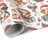 Kerst.Puppies inpakpapier (Rol Hoek)