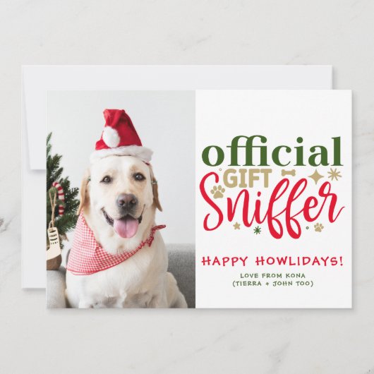 Kerst Puppy Afbeelding Gepersonaliseerd Funny Dog  Feestdagenkaart (Voorkant)