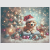 Kerst Puppy Feestelijke Kerstmuts Schattigee Decou Tissuepapier (Voorkant)