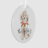Kerst Puppy Hond Familienaam Jaar Holly Feestelijk Ornament (voorkant)