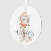 Kerst Puppy Hond Familienaam Jaar Holly Feestelijk Ornament (voorkant)