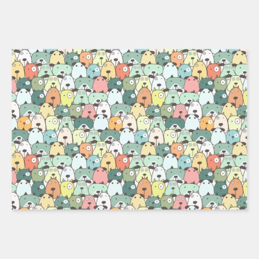 Kerst Puppy Honden Inpakpapier Vel (Voorkant)