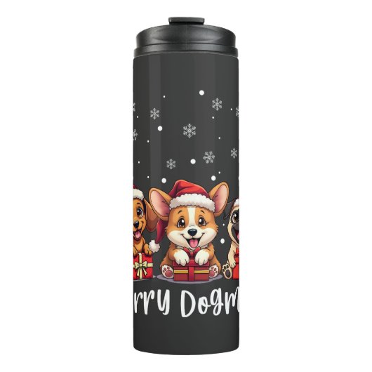 Kerst Puppy Honden Vrolijke Dogma's Thermosbeker (Voorkant)