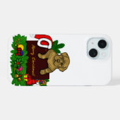 Kerst Puppy iPhone 15 Case (Achterkant horizontaal)