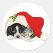 Kerst Puppy & Kitten Sticker (Voorkant)