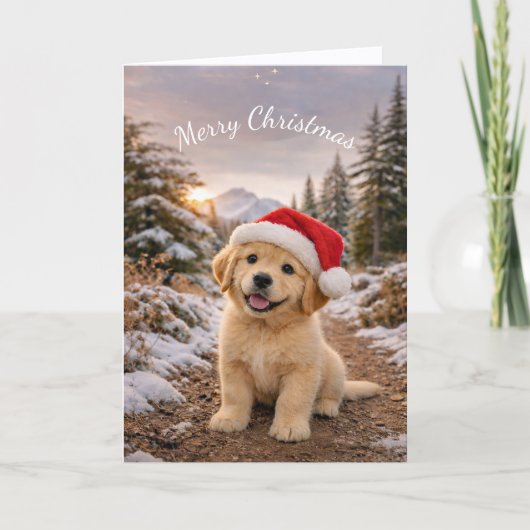 Kerst Puppy Santa Mutspad Kaart (Voorkant)