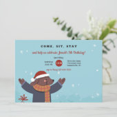 Kerst Puppy Uitnodiging (Staand voorkant)