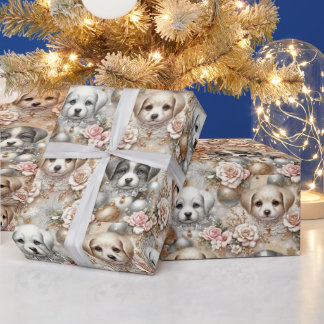 Kerst Puppy Wrapping Papier - Schattig Hondengezic