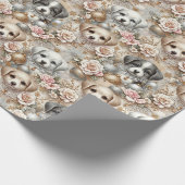 Kerst Puppy Wrapping Papier - Schattig Hondengezic (Hoek)