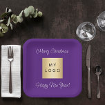 Kerst purplecafe bar business logo papieren bordje<br><div class="desc">Een klassieke violette paarse achtergrond. Personaliseer en voeg uw bedrijf toe,  bedrijf logo. Tekst: Vrolijk kerstfeest. Gelukkig Nieuwjaar! Voor bedrijfsevenementen,  partijen,  marketing,  promotie.</div>