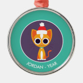 Kerst Purrl de Kat Metalen Ornament (Voorkant)