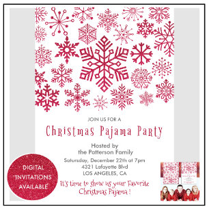 Kerst Pyjama Feest Chic Illustratie Sneeuwvlok Kaart