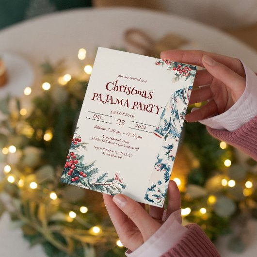 Kerst pyjama feest kaart