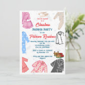 Kerst pyjama feest leuke kinder uitnodiging (Staand voorkant)