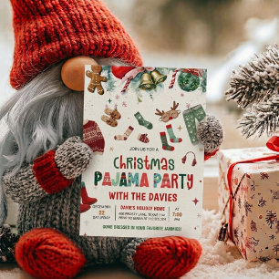 Kerst Pyjama Feest Uitnodiging Festieve Slaap