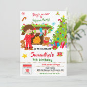 Kerst pyjama feest uitnodiging Slaapfeestje (Staand voorkant)