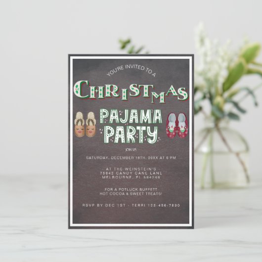 Kerst pyjama feestdag kaart (Staand voorkant)