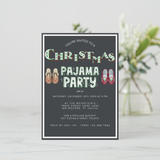 Kerst pyjama feestdag kaart (Staand voorkant)