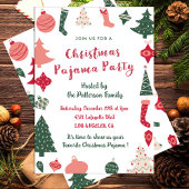 Kerst Pyjama Party Glitter leuke illustratie Kaart