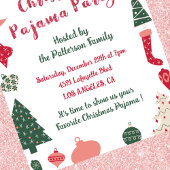Kerst Pyjama Party Glitter leuke illustratie Kaart