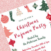 Kerst Pyjama Party Glitter leuke illustratie Kaart