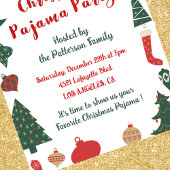 Kerst Pyjama Party Glitter leuke illustratie Kaart