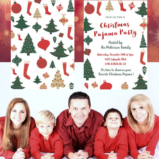 Kerst Pyjama Party Glitter leuke illustratie Kaart