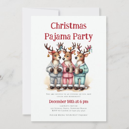 Kerst Pyjama Party Grappige rendieren Sleepover Kaart (Voorkant)