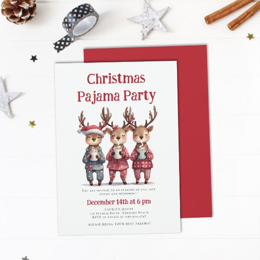 Kerst Pyjama Party Grappige rendieren Sleepwear Kaart
