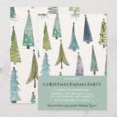 Kerst Pyjama Party Invitation Schattigee Bomen Kaart (Voorkant / Achterkant)