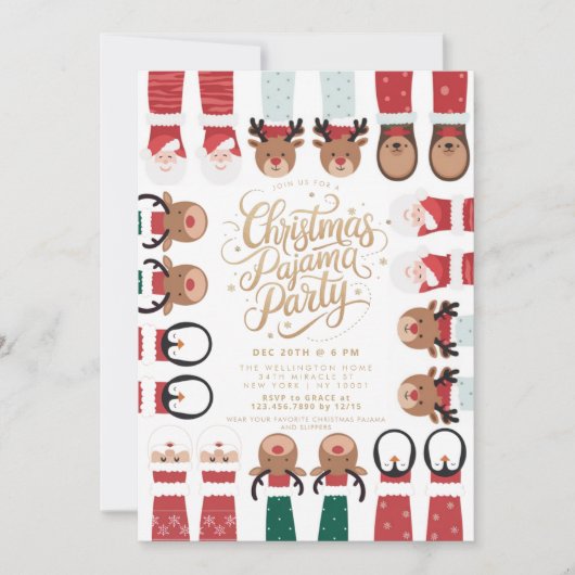 Kerst Pyjama Party Kinder feestdag Kaart (Voorkant)
